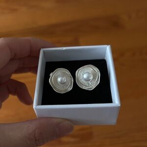 Lotus pearl earrings